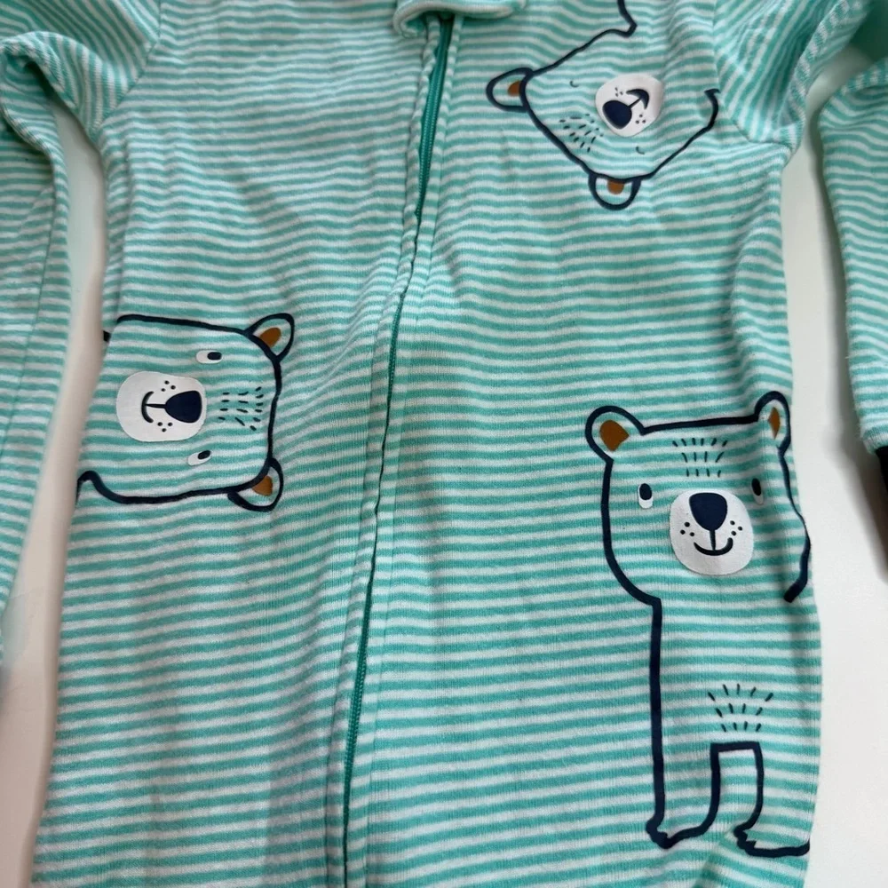 Carter's Mint Striped Bear Footie